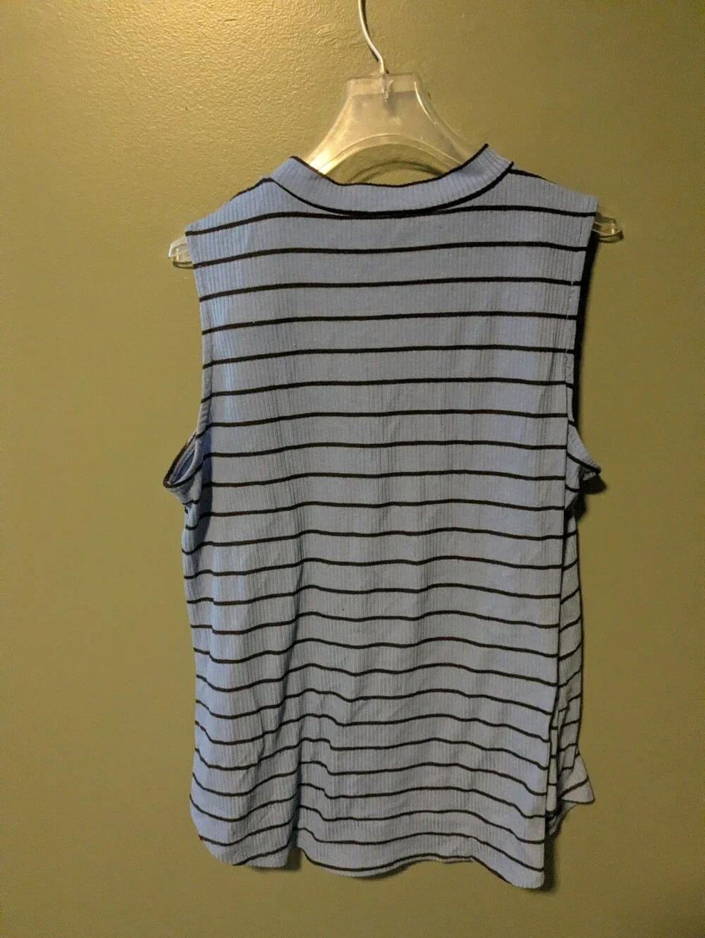 Apt. 9 Light Blue Tank with Black Stripes